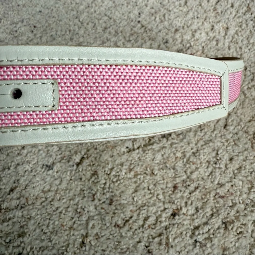 Paul Betenly Mens Pink and White Genuine Leather‎ Tech Belt Size Size 38 Golf